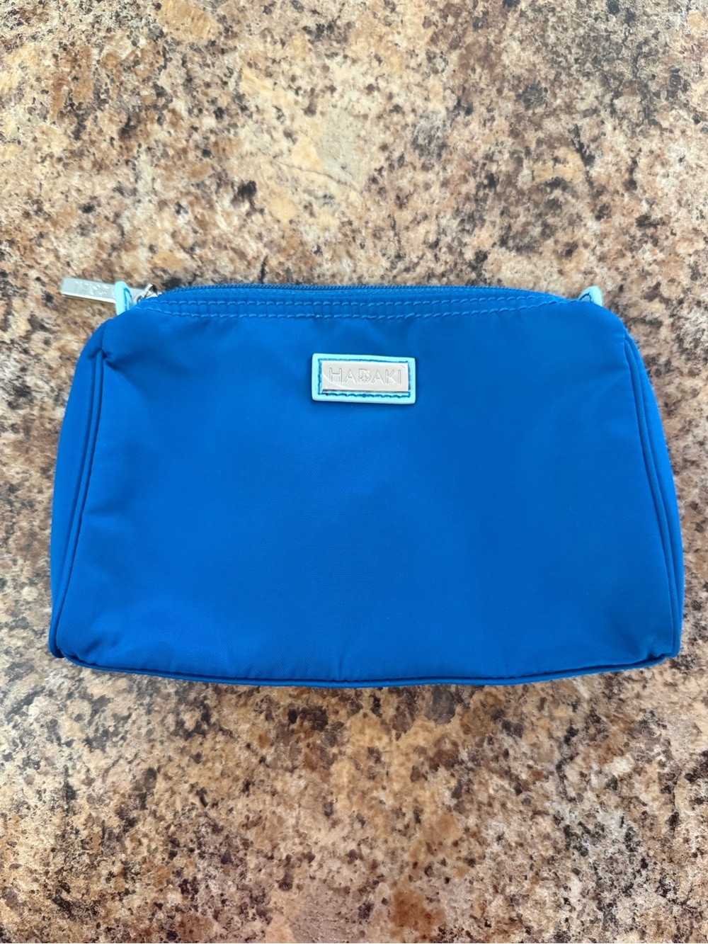 Hadaki Royal Blue Nylon Cosmetic Pouch Travel Toiletry Makeup Bag Minimalist